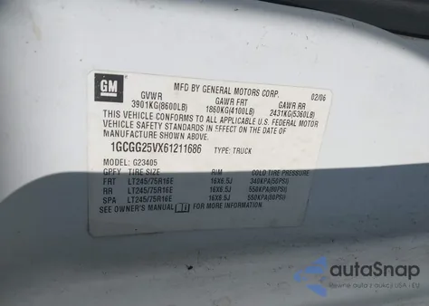 2006 Chevrolet Express Work Van from USA, damaged, VIN 1GCGG25VX61211686